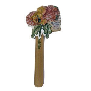 Vintage Cherished Teddies Pin Earrings Brooch Dahlia Bear Pink Hat Flower 3 & Up